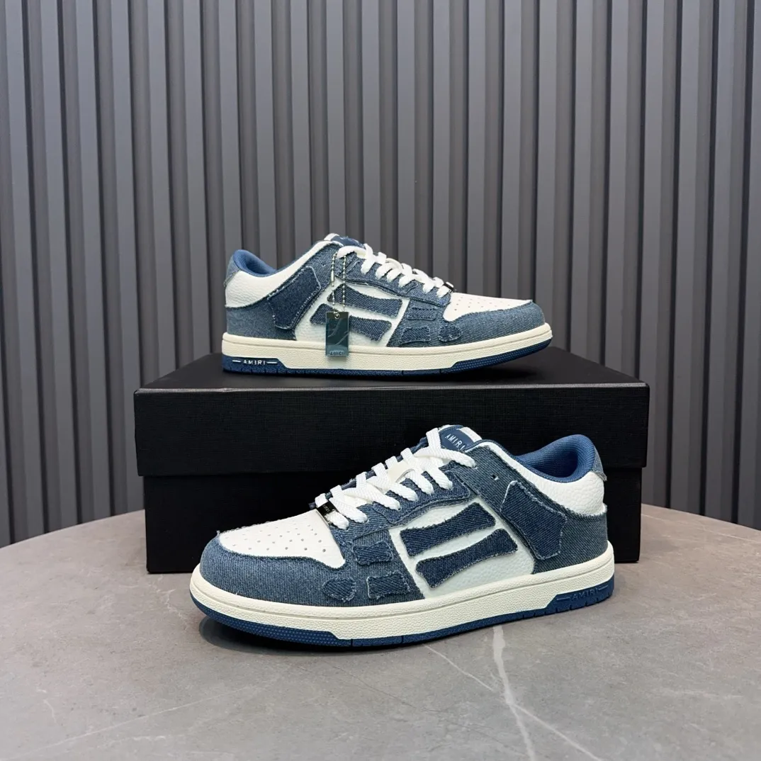 Men's men's shoes 💰600 AMIRI high street sneakers with bone sports shoes, toe layer cowhide upper, upper side bones, hand-stitched, good three-dimensional effect, customized metal LOGO, size 38-45 46